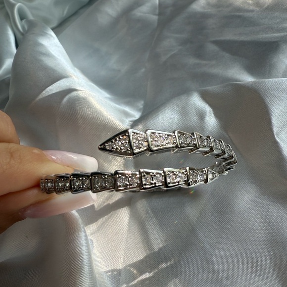 Serpenti Snake Crystal Silver Cuff Bracelet adjustable - Picture 10 of 11